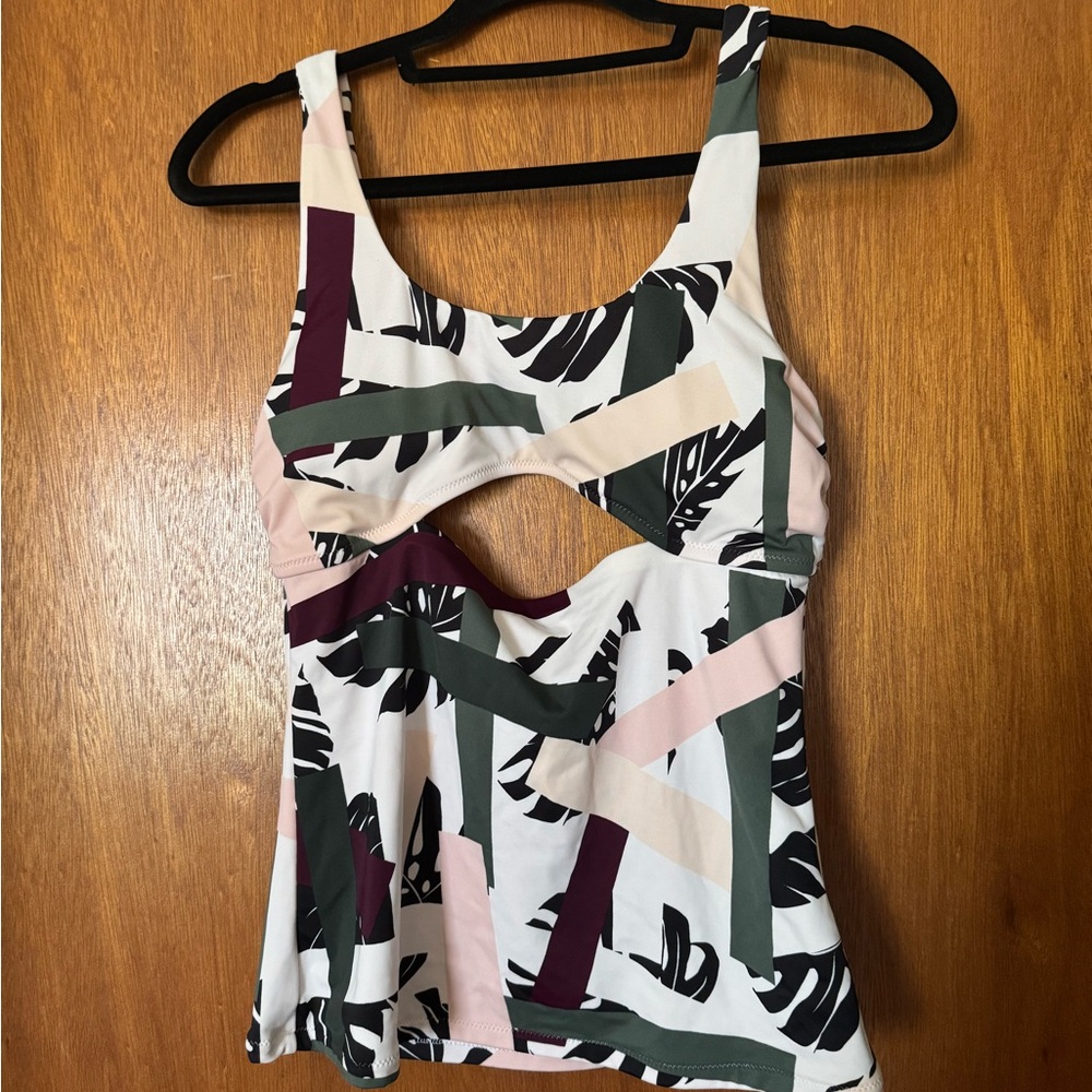 Athleta Asymmetrical Cut Out Tankini Swim Top